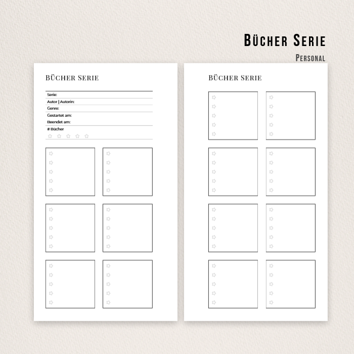 Nachfüllblätter „Bücher-Serie“ Personal Größe