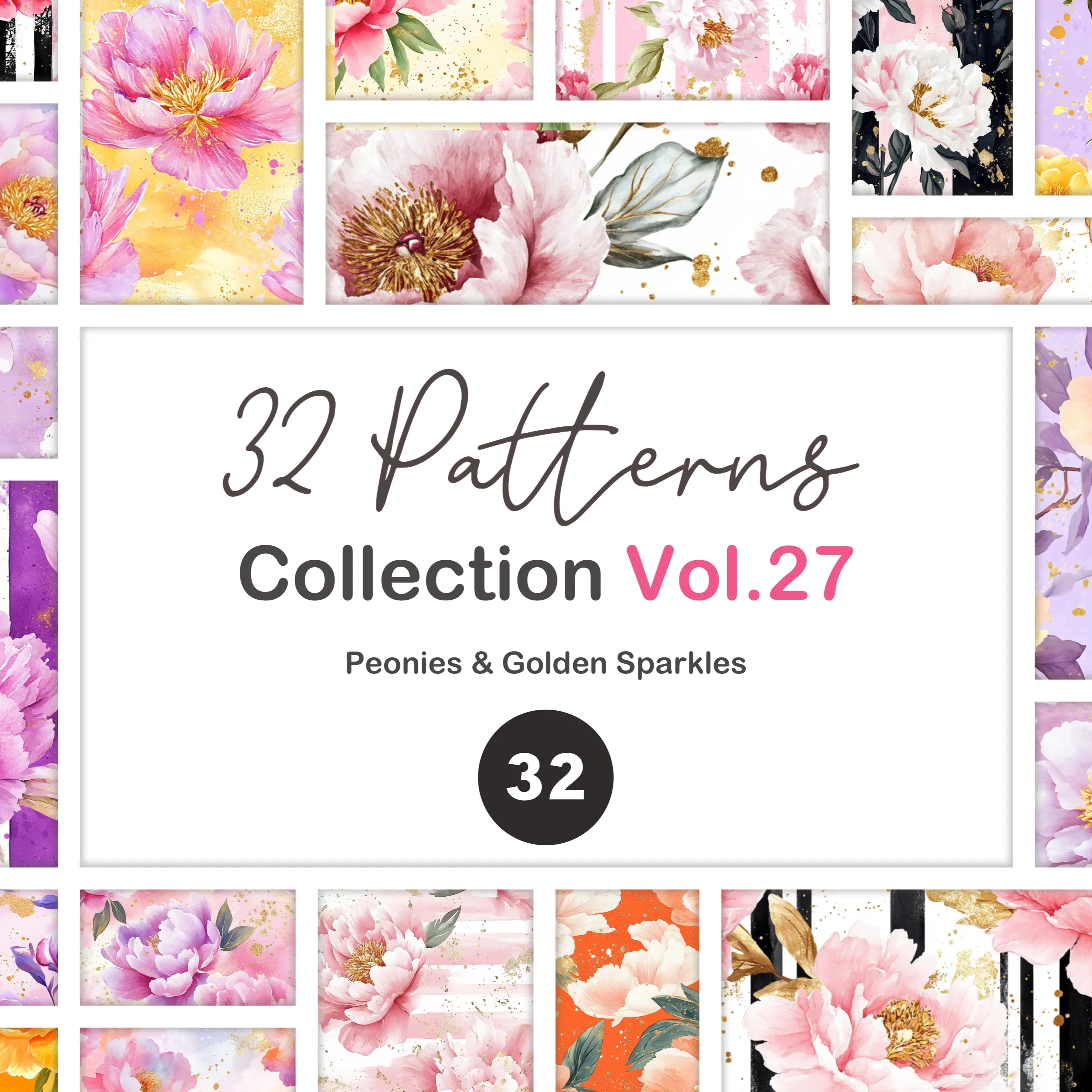 32PatternBundle-Vol27-SpringPeonies