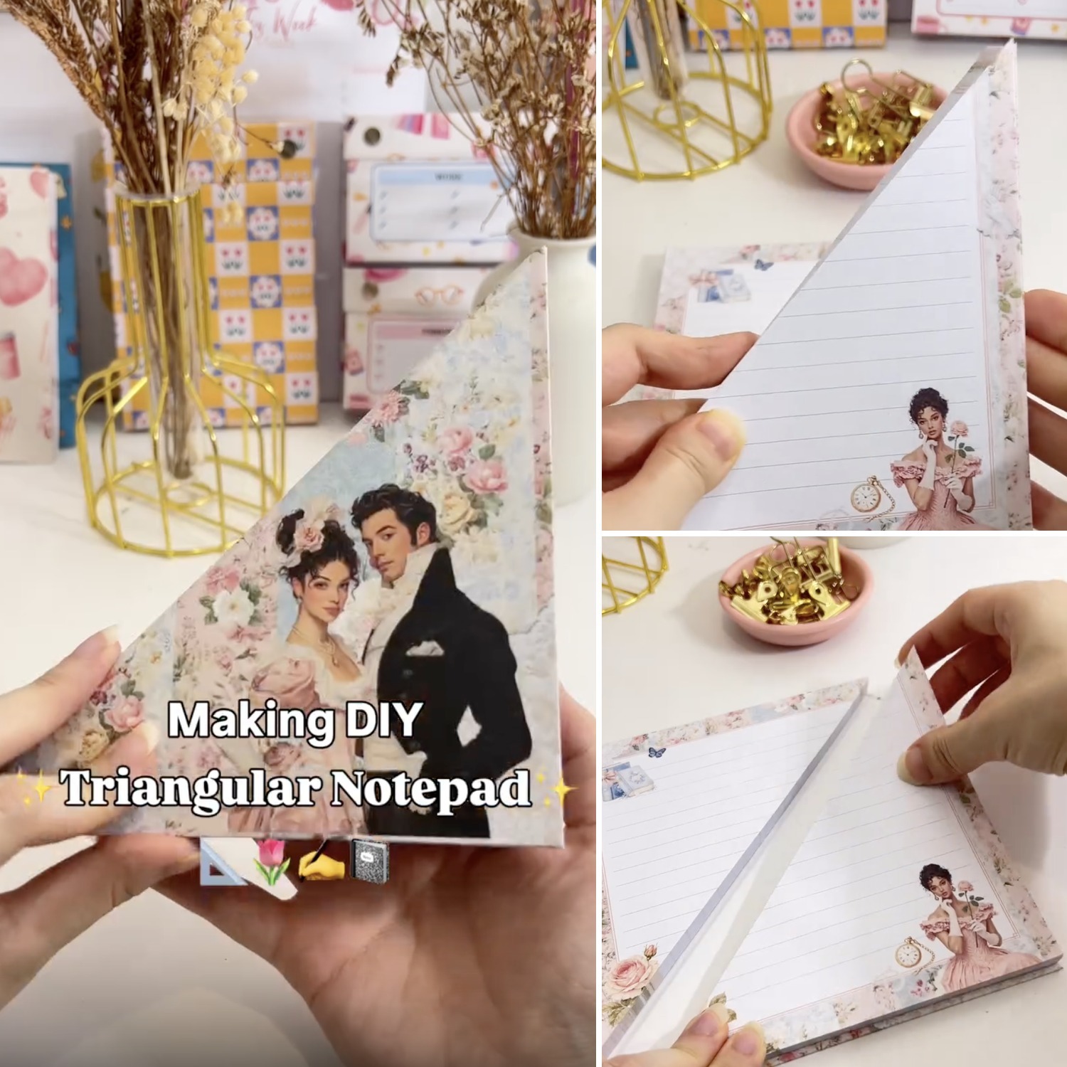 DIY Triangular Notepad Kit | Dual Tear-Off Pads with Hardcover Wrap